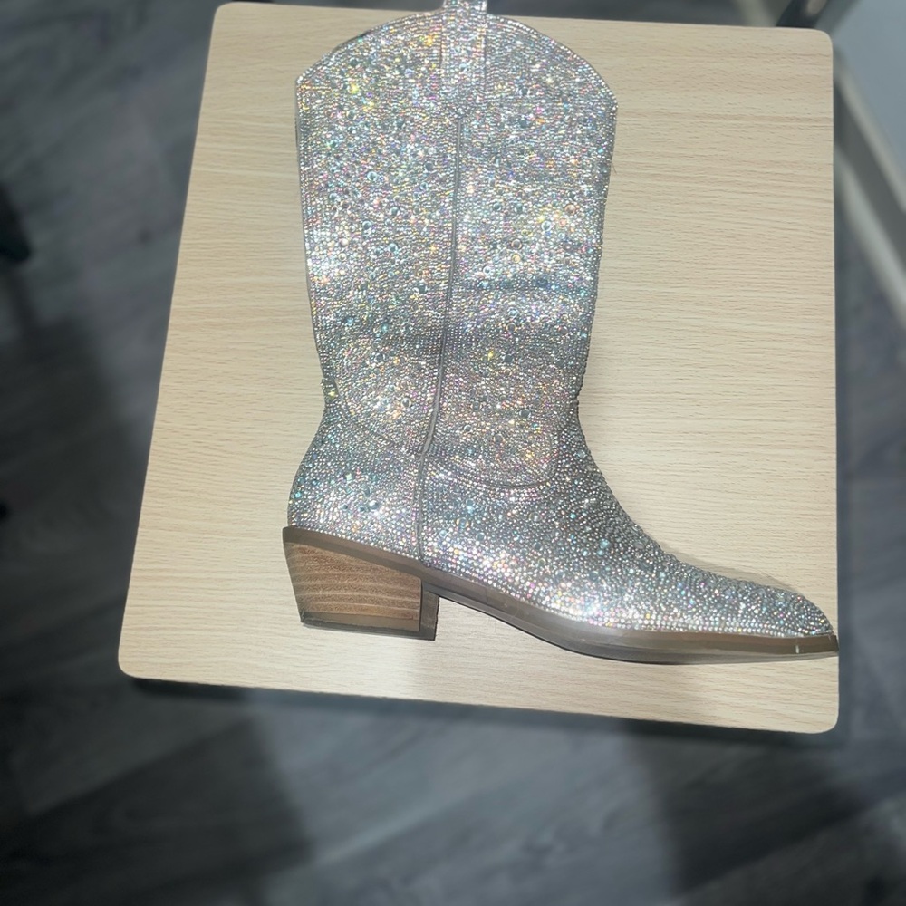 Sparkling Silver Women's Heeled Boots